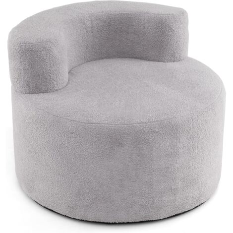 COSTWAY Poltrona Pouf a Sacco, Divano da Pavimento a Forma di Luna con Morbido Tessuto, Spugna ad Alta Resilienza e Schienale Curvo, Divano Rotondo per Salotto, Camera da Letto e Soggiorno (Grigio)