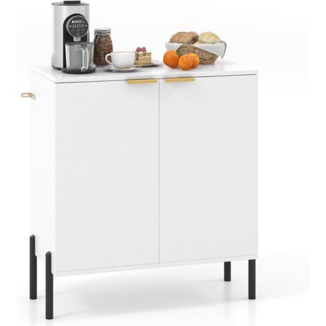 COSTWAY Credenza Cucina a 2 Ante, Mobile Cucina in Legno con Ripiani, Mobile Contenitore Salvaspazio, ldeale per Pranzo, Soggiorno e Bagno, 70 x 37 x 78 cm (1/5)