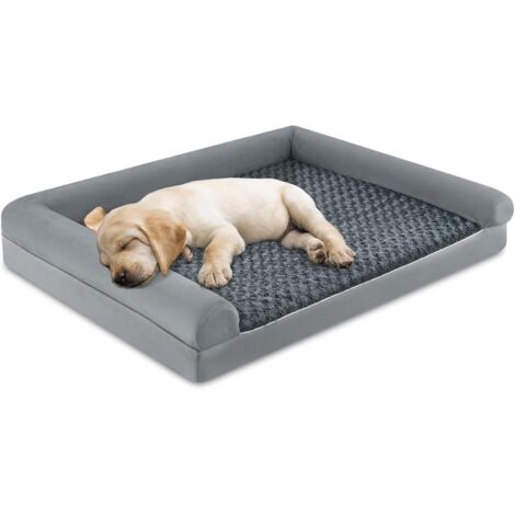COSTWAY Cuccia Cane Interno in Schiuma, Brandina per Cani con Cuscino, Copertura Rimovibile e Tessuto Interno Impermeabile, Lettino per Animali Domestici, Grigio (113 x 89 x 18 cm)