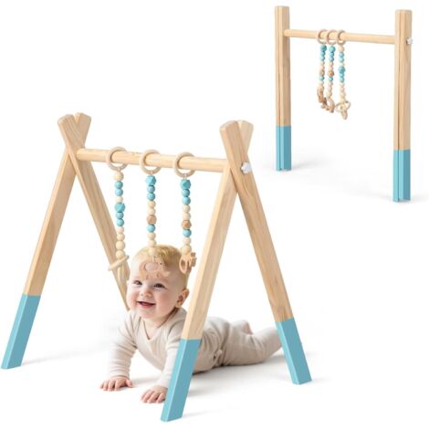 COSTWAY Palestrina Bambini in Legno, Giocattolo a Trapezio Pieghevole Neonati, Montessori Arco da Gioco, per Bambini 3+ Mesi (Verde)