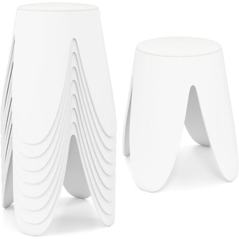 COSTWAY Set di 8 Sgabelli Impilabili, Sgabelli in Plastica, Sedie Portatili Senza Schienale per Scuola, Aula, Studenti, Adulti, Soggiorno, Sala da Pranzo, Casa e Ufficio, Senza Montaggio