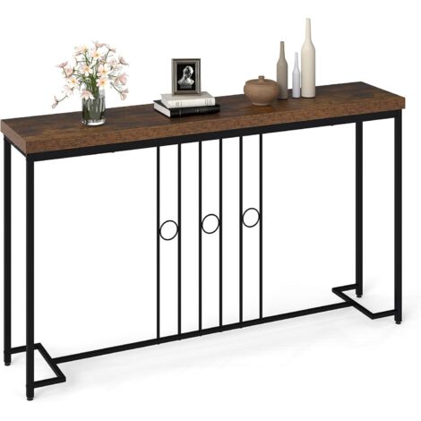 COSTWAY Tavolo Consolle, Tavolo d’Ingresso con Base a Forma di H e Piano Ampio, Mobile Dietro Divano in Legno e Metallo per Corridoio, Soggiorno, Sala da Pranzo e Camera da Letto