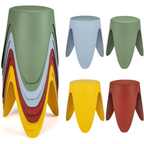COSTWAY Set da 8 Sgabelli Impilabili, Sgabelli in Plastica Altezza 46 cm, Sedie Senza Schienale Portatili per Scuola, Aula, Soggiorno, Sala da Pranzo, Casa e Ufficio e Senza Montaggio