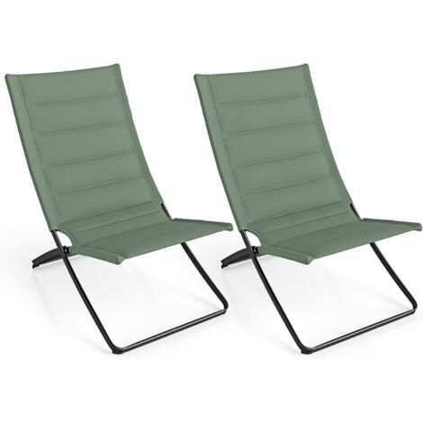 COSTWAY Set di 2 Sedie da Spiaggia Pieghevoli, Sedie da Campeggio Portatili e Leggere con Schienali e Sedute Imbottite per Adulti per Giardino, Campeggio e Pesca, 90 × 57 × 87 cm (Verde)