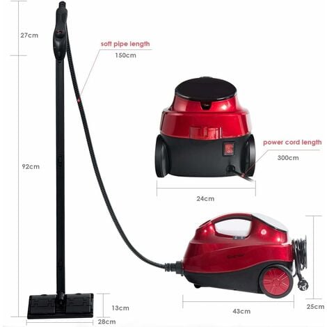 COSTWAY 2000W Pulitore a Vapore con 19 Accessori e Serbatoio da 1,5L, Vaporetto  per Tappeti