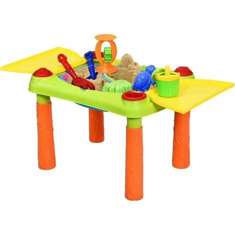 Tavolo per Sabbia ed Acqua per Bambini 2 in 1, Tavolo da Gioco per Bambini,  Set di Giocattoli da Spiaggia, per Uso Interno o Esterno, Accessori  Completi, 3+