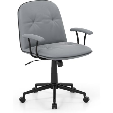 COSTWAY Sedia Ufficio Ergonomica,Altezza Regolabile, Sedia con Braccioli e Ruote, Grigio (1/5)
