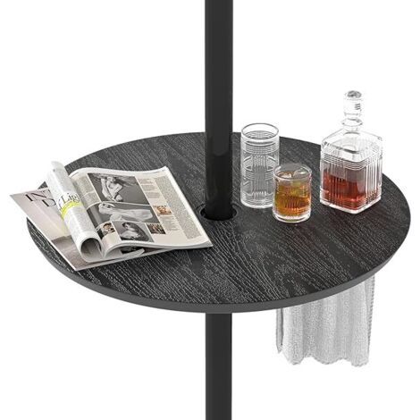 COSTWAY Vassoio per Ombrellone, Tavolino Portatile Leggero da 50 cm,per Ombrellone 38mm/48mm,Nero