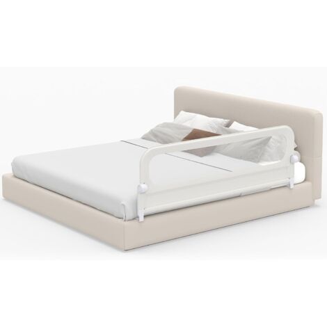 COSTWAY Sponda Letto per Bambini 150cm,Altezza Regolabile a 3 Livelli,Cinghia di Sicurezza，Bianco