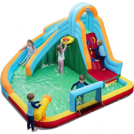 COSTWAY Castello Gonfiabile per Bambini,con Piscina,Palline Oceaniche,Parete Arrampicata,3-12 Anni