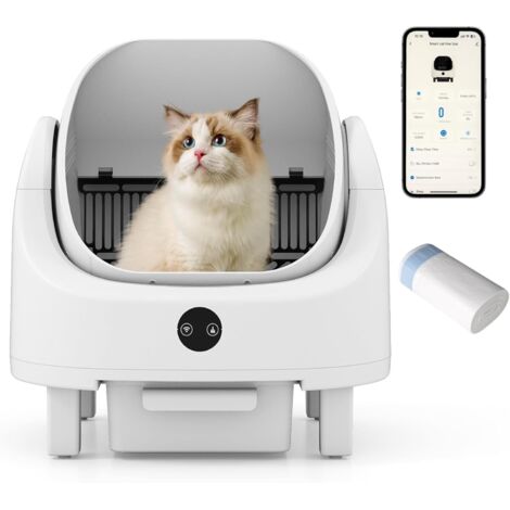 COSTWAY Lettiera Gatto Autopulente con Apertura Superiore,con Controllo Tramite APP,Sacchetti