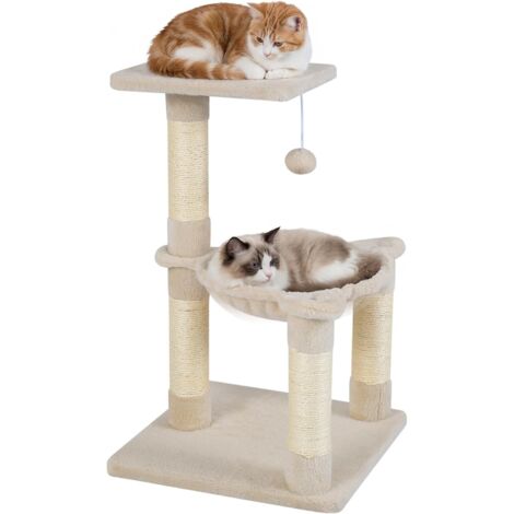 COSTWAY Albero per Gatti 64 cm,Trespolo Superiore e Amaca Accogliente,Tiragraffi in Sisal Naturale