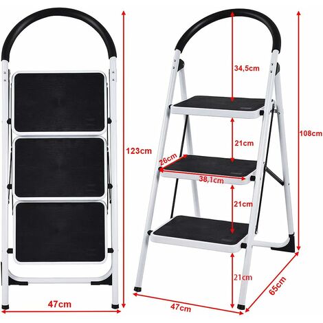 Scaletta In Alluminio Minifero - 2 Gradini, 150kg Portata, Pieghevole, 47x91cm - Foto 2