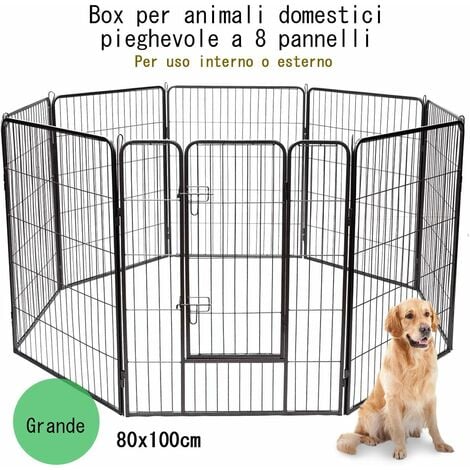 COSTWAY Recinto per Cani da Interno ed Esterno, Recinzione per Animali  Domestici con 8 Pannelli di