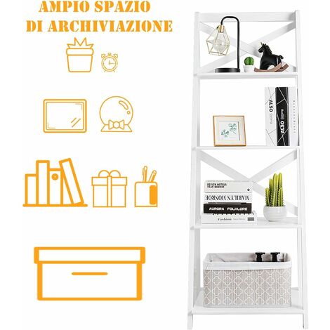 COSTWAY Libreria Aperta a 4 Ripiani, Scaffale Multiuso, Stile Moderno e  Industriale, 142,5 x 50