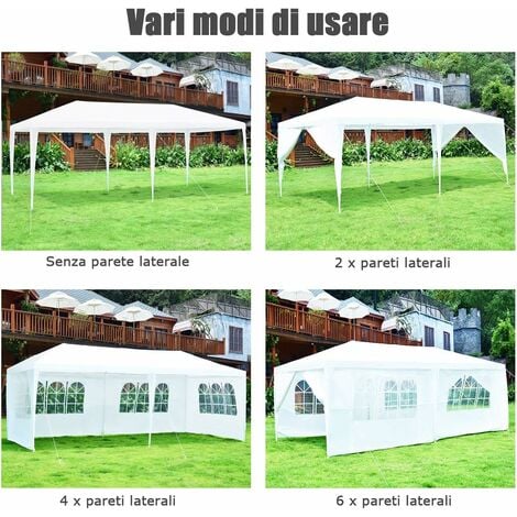 GAZEBO 2,4 X 3 X 2,50 MT TENDONE GIARDINO TELO VERDE IMPERMEABILE