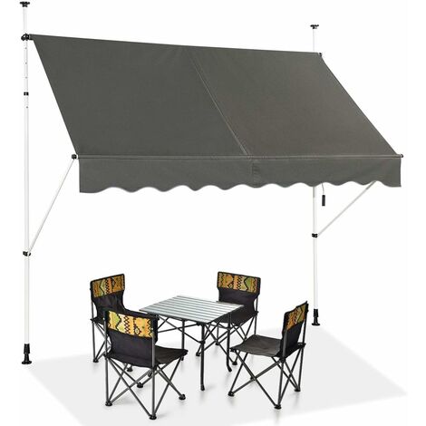 COSTWAY Tenda da Sole per Esterno, Tenda da Sole a Bracci Estensibili con Struttura Telescopica e Tessuto Resistene ai Raggi Solari, Regolabile in Altezza e in Angolazione (250 x 120 cm Grigio)