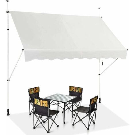 COSTWAY Tenda da Sole per Esterno, Tenda da Sole a Bracci Estensibili con Struttura Telescopica e Tessuto Resistene ai Raggi Solari, Regolabile in Altezza e in Angolazione (250 x 120 cm Beige)