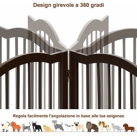 COSTWAY Cancelletto per Cani in Legno Massello, Design Pieghevole e  Girevole con 4 Ante e Piedini