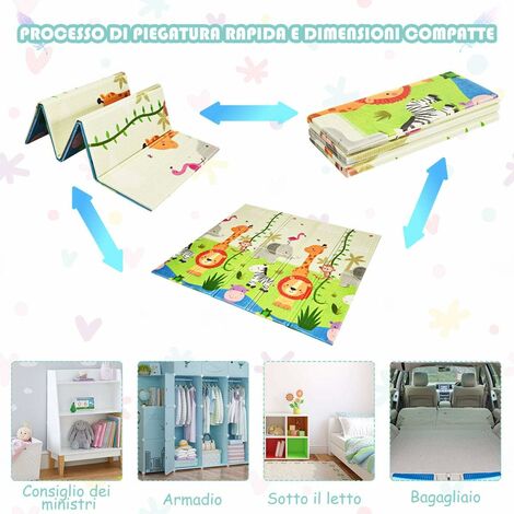 Tappetone Pieghevole Per Box 188x127 Cm – Morbido, Antiscivolo E Lavabile Con Grafico Altezza, Boho