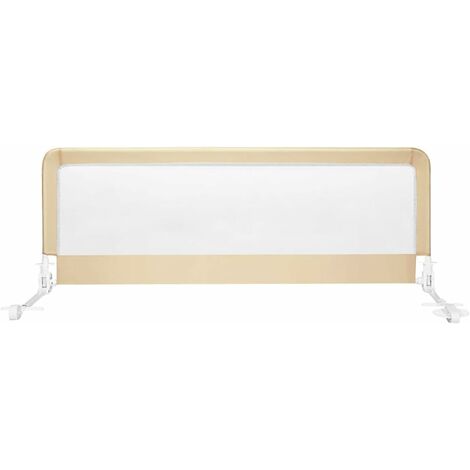Sponda per Letto Barriera Letto Bimbi, Paracolpi Altezza Regolabile, Barriera di Sicurezza Protezione Letto, Traspirante e Pieghevole,150 x 55 cm (Beige)