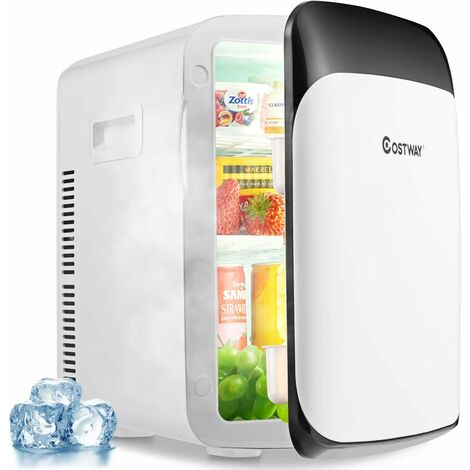 COSTWAY Mini Frigorifero Elettrico 15L, Funzione Caldo e Freddo, Mini frigo per Casa Auto Ufficio e Dormitorio, Prese Incluse, 27 x 33 x 38 cm, DC 12V/AC 220-240V (Bianco) (1/5)
