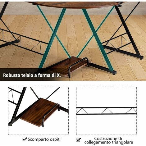 Scrivania Ufficio Angolare Pc Tavolo Porta Computer 2 Ripiani in Legno – ZIK Home