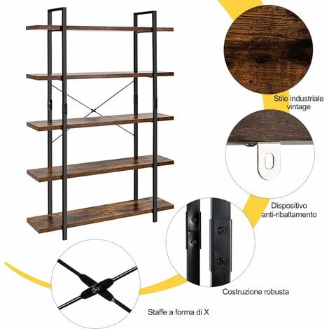 Scaffale da Terra 'Sievi' Mobile Espositore con 5 Ripiani Libreria