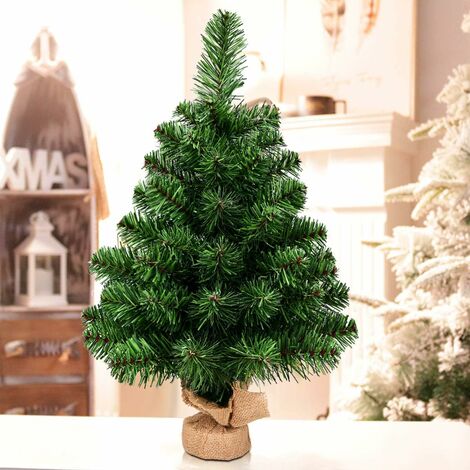 Elecoutek Mini albero di Natale artificiale, 60 cm, piccolo albero di Natale verde, tavolo