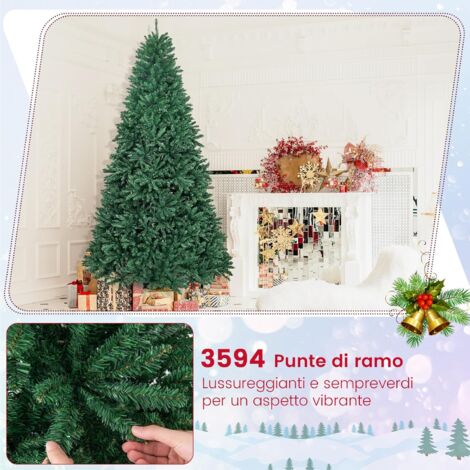 Albero Di Natale Rosa Costway 225 Cm | 1258 Rami In PVC, Base Metallica Per Casa E Negozio