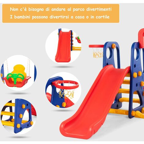 Parco Giochi 3 In 1 Con Scivolo Altalena E Canestro Basket 18 36 Mesi 152x149x107cm 76610965
