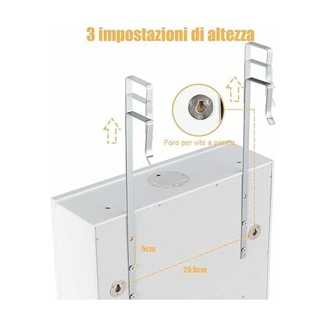 Costway Armadio portagioielli con specchio e 5 luci LED montato a muro,  Organizer gioielli da porta con 6 cassetti Bianco