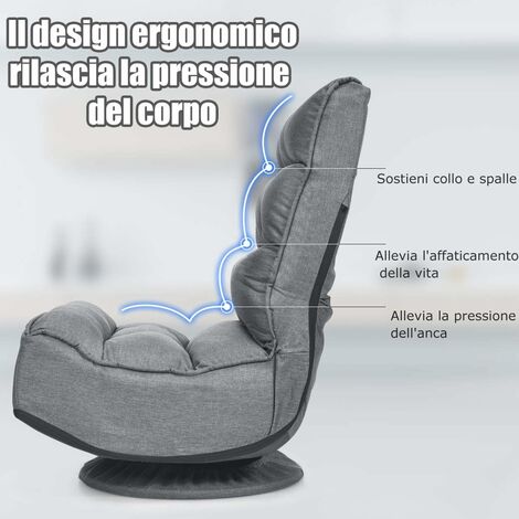 Yaheetech Sedia da pavimento girevole a 360°, sedia da pavimento