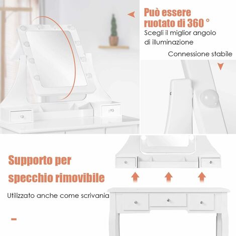 Gurexl Tavolo da toeletta angolare con specchio, tavolo da toeletta