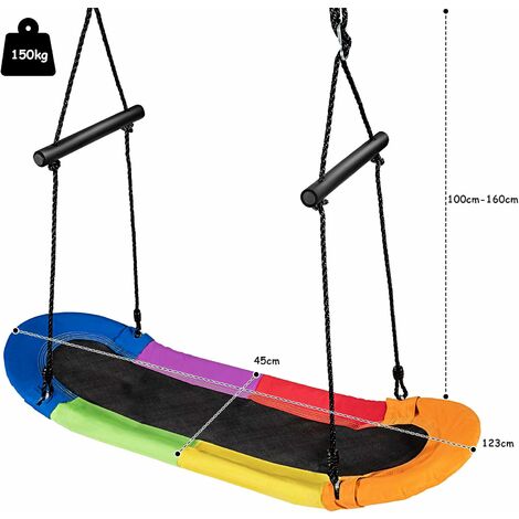 COSTWAY Altalena da Giardino Per Bambini, Altalena Ovale da Albero, con  Maniglie, per Esterno, Portata Max.