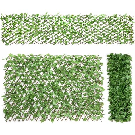3 Pezzi Pannelli di Piante Artificiali Verde, Siepe con Foglie d'Edera,  Parete Verde Sfondo Creativo