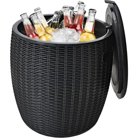 Tavolino Frigo Da Esterno 30L - Secchiello Ghiaccio Regolabile In Altezza Con Vassoio E Effetto Rattan - Foto 8