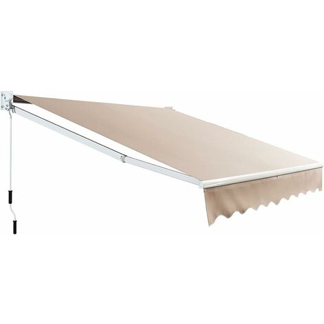 COSTWAY Tenda da Sole per Esterno Avvolgibile, Tenda da Sole a Bracci Estensibili con Telaio in Alluminio e Tettuccio Resistente al Sole e Impermeabile e Manovella (245 x 200 cm Beige)