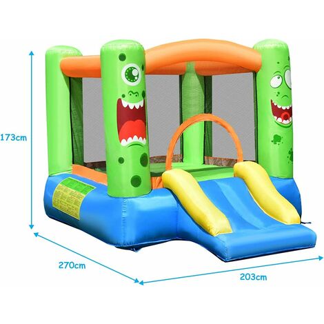 COSTWAY Castello Gonfiabile Per Bambini, Con Scivolo, Per 2 Bambini 3-10  anni, C