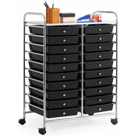 COSTWAY Carrello di Stoccaggio con 20 Cassetti, Carrello portaoggetti con 4 Ruote, Carrello Multiuso per Scuola Ufficio Cucina, 64 x 39 x 88 cm (Colorato) (1/5)