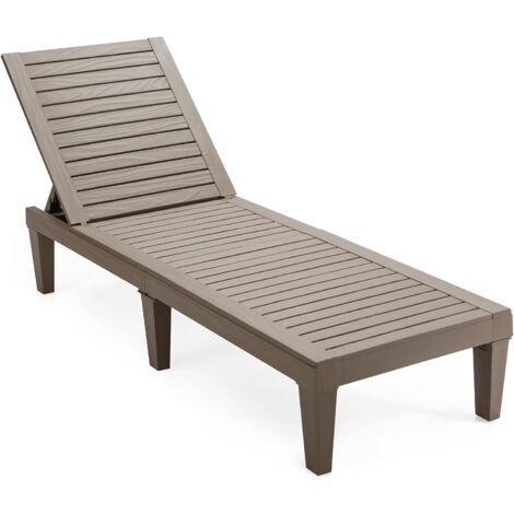 Chaise Longue per Cortile, Lettino Reclinabile da Esterno con Schienale Regolabile, Lettino Sdraio da Giardino per Cortile Spiaggia Balcone Piscina (Marrone)