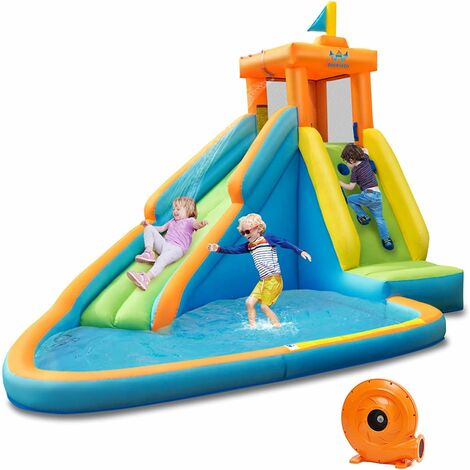 CASTELLO GONFIABILE PER Bambini, Casa Gonfiabile Con Scivolo E Rete Di
