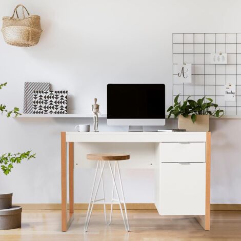 Scrivania Bianca 80x40 Cm A Forma Z Con Ruote – Tavolo Ergonomico Multiuso Per Letto, Divano, Home Office E Cameretta