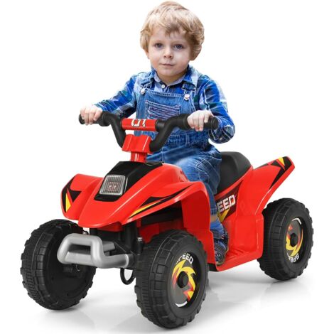 COSTWAY 6V Quad Elettrico per Bambini con Batteria, Mini Quad con Funzione Avanti/Indietro, Velocità Massima 4,6 km/h (Rosso)