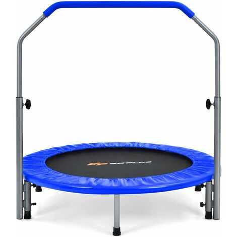 Mini Trampolino Pieghevole, Trampolino Fitness per Adulti e Bambini con Maniglia Regolabile in 4 Altezze, Capacità di Carico 150 kg