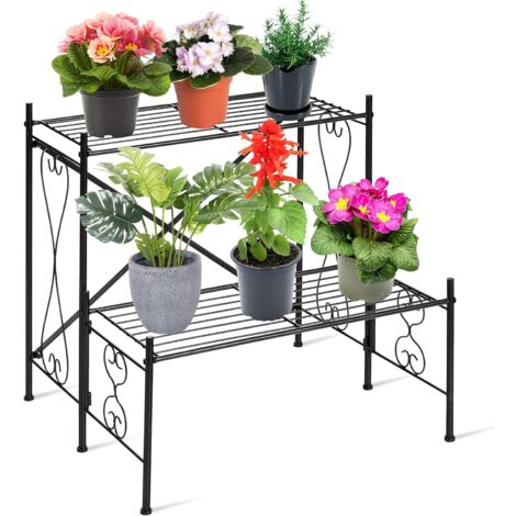 Yusheng Scaffale Per Piante In Bambù A 2 Livelli – 47x30x21 Cm – Supporto Regolabile Per Fiori – Resistente E Impermeabile – Per Balcone, Soggiorno, Giardino, Interno/esterno - 6