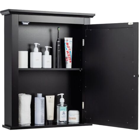 Armadietto Da Bagno Con Specchio COSTWAY – 56x14x69 Cm, Bianco, Ripiani Regolabili, A Parete, Per Asciugamani E Accessori