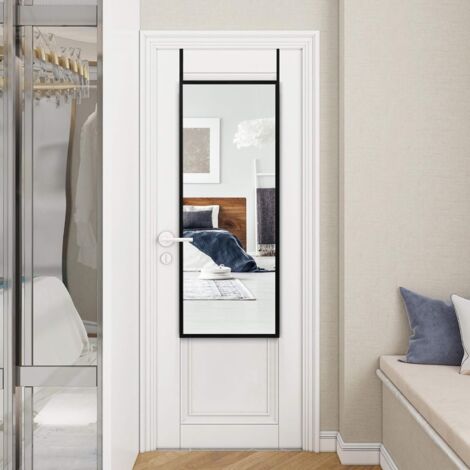 COSTWAY Specchio Figura Intera da Parete, Specchio per Porta, Cornice in Legno, 107,4x36,5cm, Nero