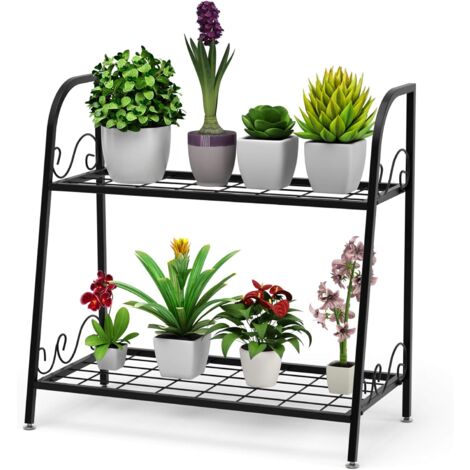 GYMAX Scaffale Porta Piante In Ferro – 8 Ripiani, 85x65x66 Cm, Nero, Per Interno/Esterno - 3