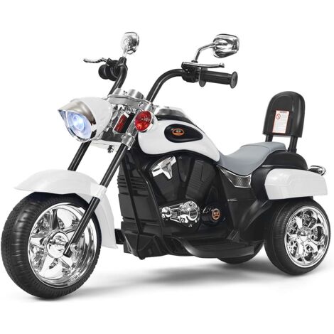 COSTWAY 6V Moto Elettriche per Bambini, Moto Cavalcabile Marcia Avanti e Indietro, Portanza di Peso 30kg (Bianco)